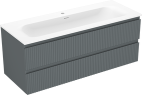 Mexen Rivel vonios spintelė 120 cm su praustuvu Vela, 2 stalčiai, rifliuota, grafitas matinis/balta matinė -