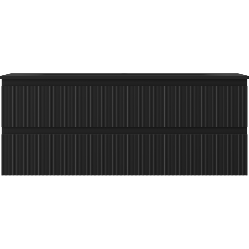 Mexen Rivel vonios spintelė 120 cm su kriaukle Vela, 2 stalčiai, grioveliuota, juoda matinė - 91A20-12047-2-BFF71-W23M71