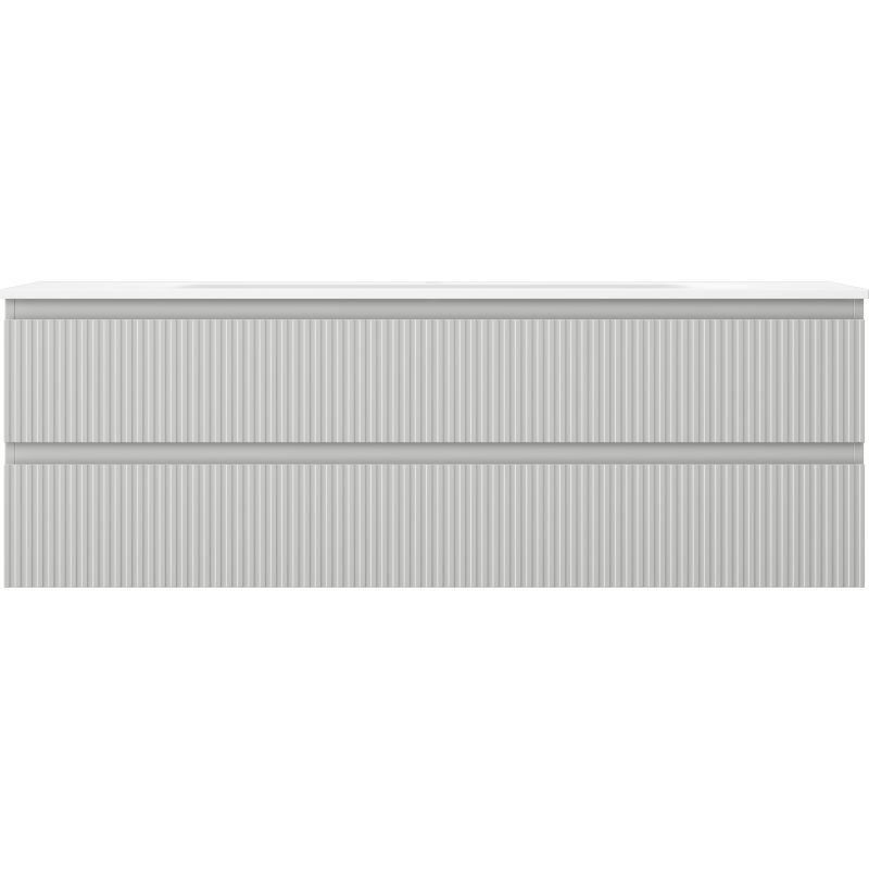 Mexen Rivel vonios spintelė 140 cm su praustuvu Vela, 2 stalčiai, rifliuota, pilka matinė/balta matinė -