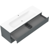 Mexen Rivel vonios spintelė 140 cm su praustuvu Vela, 2 stalčiai, rifliuota, grafito matinė/balta matinė -