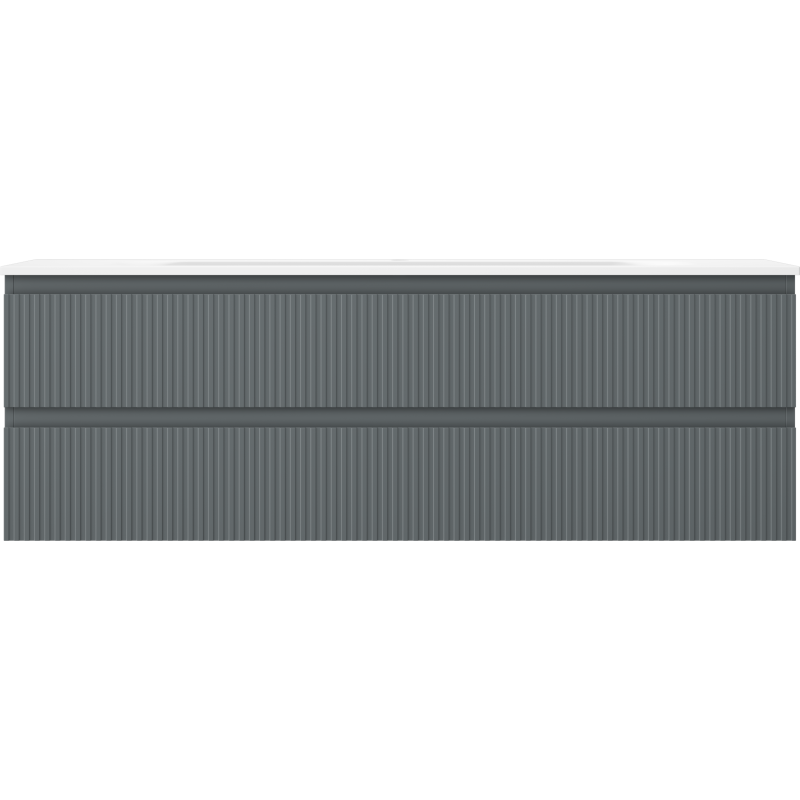 Mexen Rivel vonios spintelė 140 cm su praustuvu Vela, 2 stalčiai, rifliuota, grafito matinė/balta matinė -