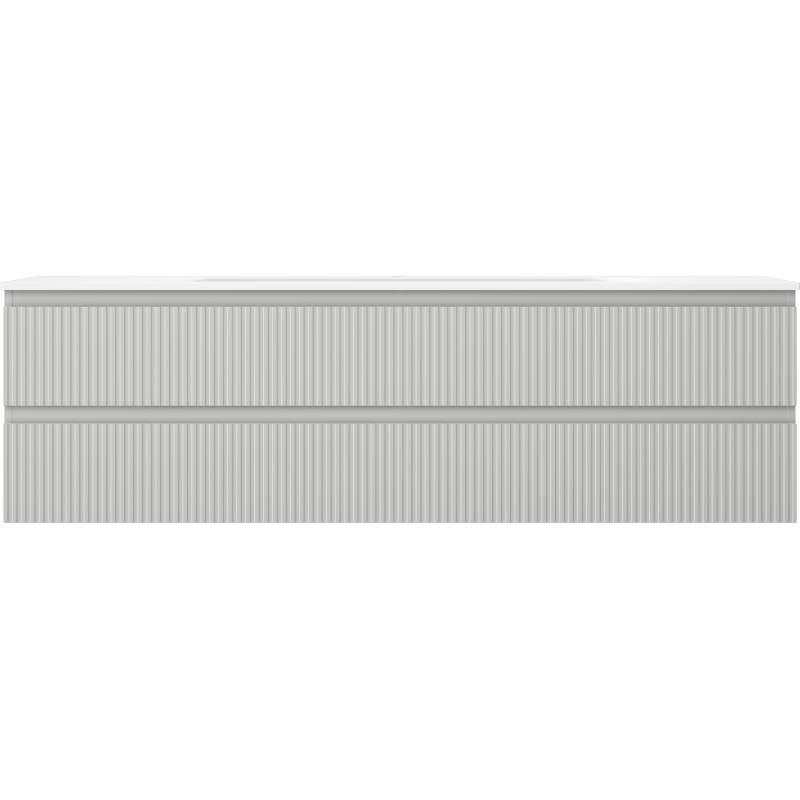 Mexen Rivel vonios spintelė 160 cm su praustuvu Vela, 2 stalčiai, rifliuota, pilka matinė/balta matinė -