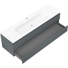 Mexen Rivel vonios spintelė 160 cm su praustuvu Vela, 2 stalčiai, grioveliuota , grafito matinė/balta matinė -