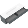 Mexen Rivel vonios spintelė 160 cm su praustuvu Vela, 2 stalčiai, grioveliuota , grafito matinė/balta matinė -
