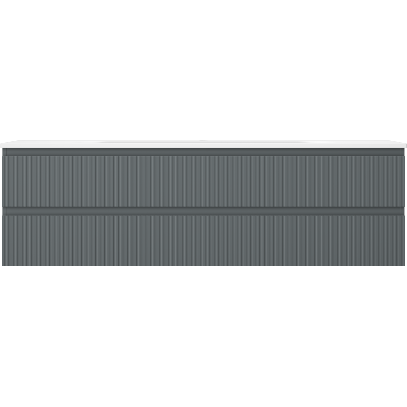 Mexen Rivel vonios spintelė 160 cm su praustuvu Vela, 2 stalčiai, grioveliuota , grafito matinė/balta matinė -