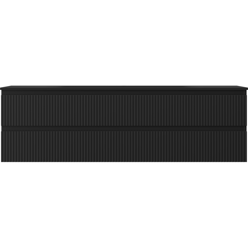 Mexen Rivel vonios spintelė 160 cm su Vela praustuvu, 2 stalčiai, rifliuota, juoda matinė - 91A20-16047-2-BFF71-W23M71