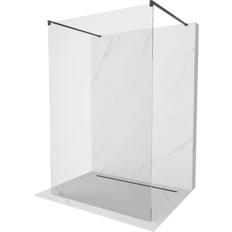 Mexen Kioto laisvai stovinti dušo pertvara 140 x 200 cm, skaidri 8 mm, juoda - 800-140-002-70-00