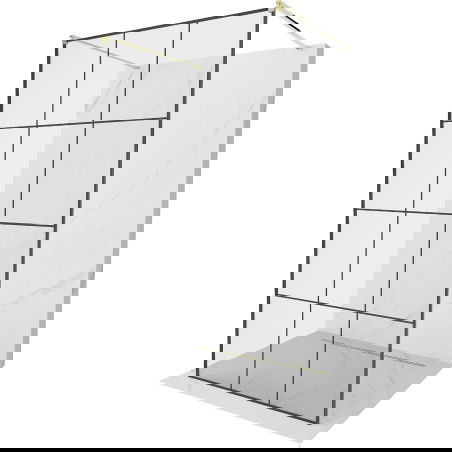 Mexen Kioto laisvai stovinti dušo sienelė 100 x 200 cm, juodas tinklelis 8 mm, auksinė - 800-100-002-50-77