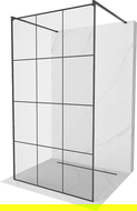 Mexen Kioto laisvai stovinti dušo sienelė 120 x 200 cm, juodos grotelės 8 mm, juoda - 800-120-002-70-77