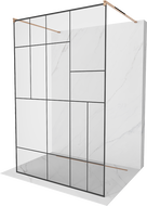 Mexen Kioto laisvai pastatoma dušo sienelė 110 x 200 cm, juodas raštas 8 mm, rausvo aukso spalvos - 800-110-002-60-78