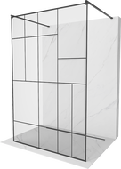 Mexen Kioto laisvai stovinti dušo sienelė 100 x 200 cm, juodas raštas 8 mm, juoda - 800-100-002-70-78