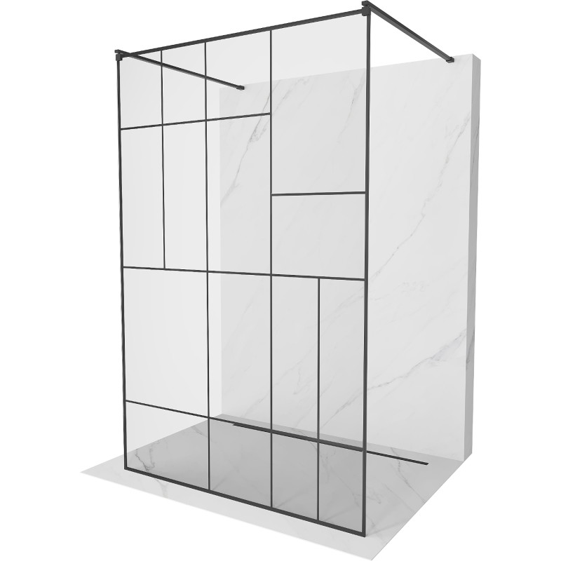 Mexen Kioto laisvai stovinti dušo pertvara 110 x 200 cm, juodas raštas 8 mm, juoda - 800-110-002-70-78