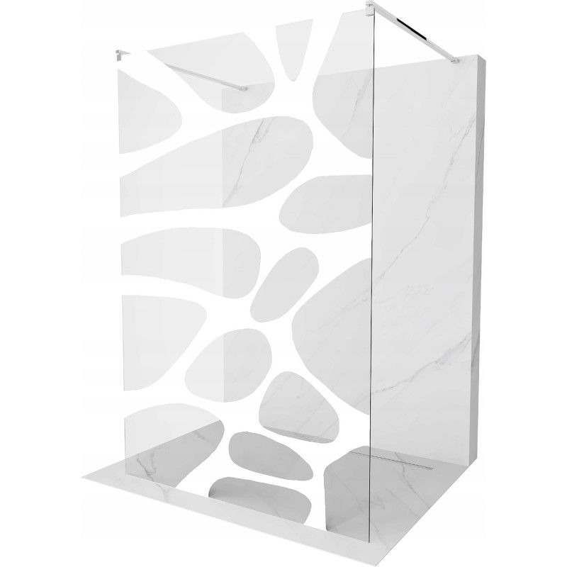 Mexen Kioto laisvai stovinti dušo pertvara 140 x 200 cm, balta banga 8 mm, chromas - 800-140-002-01-97
