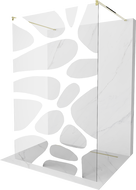 Mexen Kioto laisvai stovinti dušo siena 100 x 200 cm, balta banga 8 mm, aukso - 800-100-002-50-97