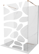 Mexen Kioto laisvai stovinti dušo siena 110 x 200 cm, balta banga 8 mm, rausvas auksas - 800-110-002-60-97