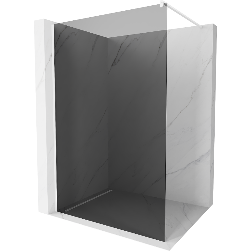 Mexen Kioto dušo sienelė Walk-in 70 x 200 cm, grafitas 8 mm, balta - 800-070-101-20-40