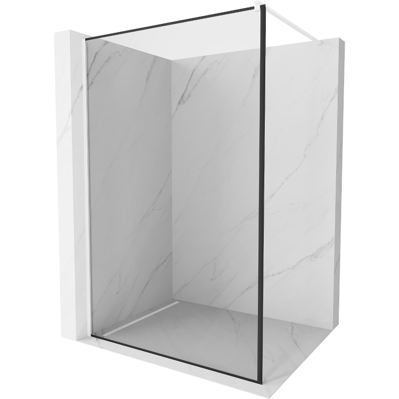 Mexen Kioto dušo siena Walk-in 90 x 200 cm, juodas rėmelis 8 mm, balta - 800-090-101-20-70