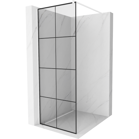 Mexen Kioto dušo siena Walk-in 90 x 200 cm, juodas tinklelis 8 mm, balta - 800-090-101-20-77