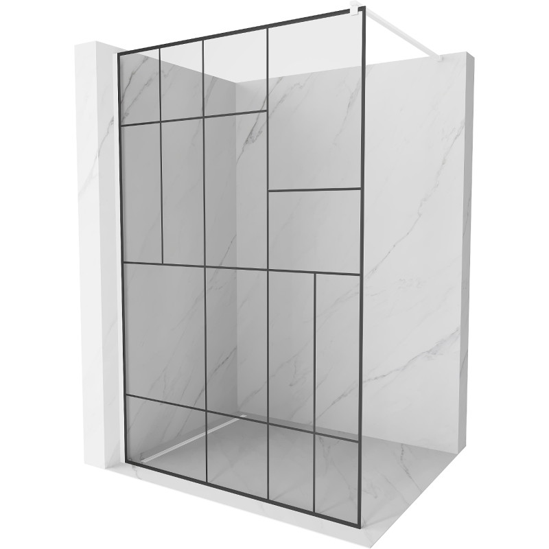 Mexen Kioto dušo sienelė Walk-in 80 x 200 cm, juodas raštas 8 mm, balta - 800-080-101-20-78