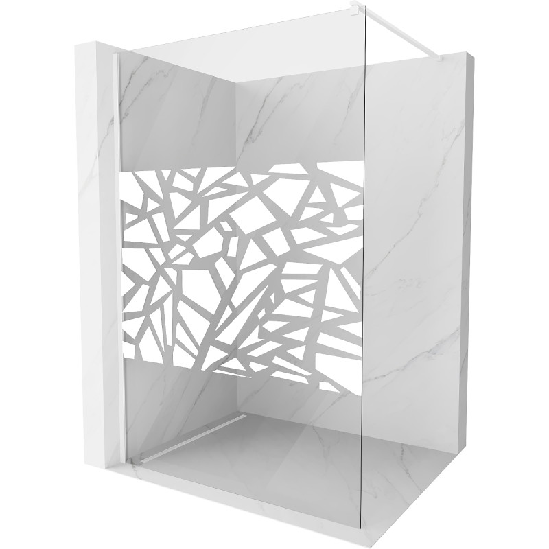 Mexen Kioto dušo pertvara Walk-in 90 x 200 cm, baltas raštas 8 mm, balta - 800-090-101-20-85