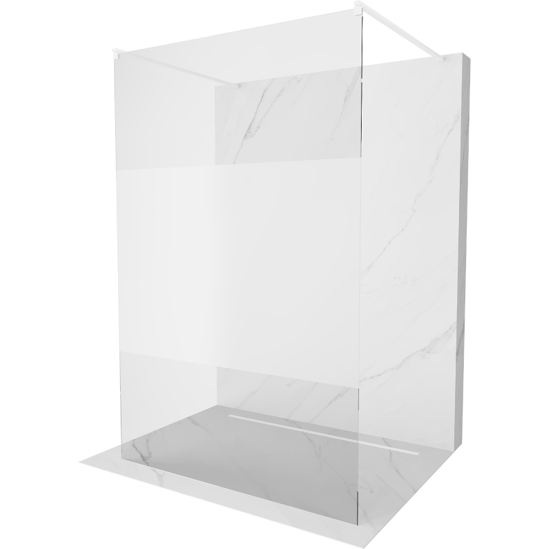 Mexen Kioto laisvai stovinti dušo siena 140 x 200 cm, skaidri/šerkšno 8 mm, balta - 800-140-002-20-35