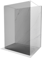 Mexen Kioto laisvai stovinti dušo siena 120 x 200 cm, grafito 8 mm, balta - 800-120-002-20-40