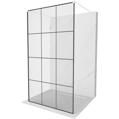 Mexen Kioto laisvai stovinti dušo siena 100 x 200 cm, juodas tinklelis 8 mm, balta - 800-100-002-20-77