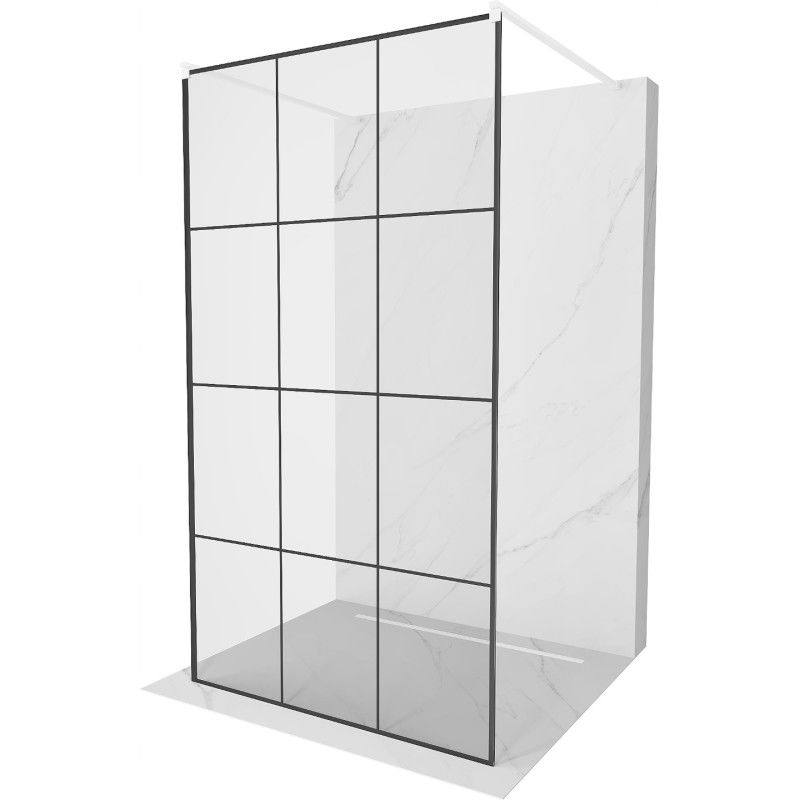 Mexen Kioto dušo siena laisvai pastatoma 120 x 200 cm, juodas tinklelis 8 mm, balta - 800-120-002-20-77