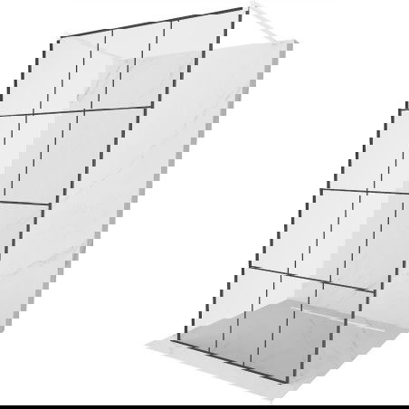 Mexen Kioto laisvai stovinti dušo sienelė 120 x 200 cm, juodas tinklelis 8 mm, balta - 800-120-002-20-77