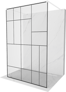 Mexen Kioto laisvai stovinti dušo pertvara 100 x 200 cm, juodas raštas 8 mm, balta - 800-100-002-20-78