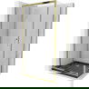Mexen Apia stumdomos dušo durys 140 x 70 cm, skaidrios, auksinės + Flat padėklas, juodas - 840-140-070-50-00-4070G