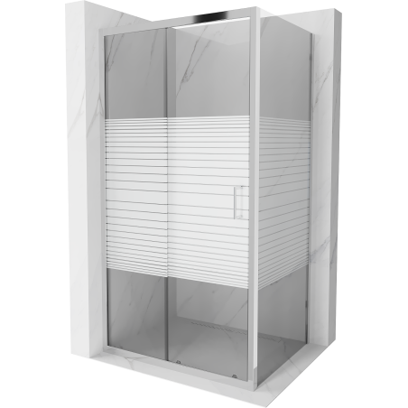 Mexen Apia stumdomas dušo kabinas 100 x 70 cm, baltos juostos, chromas - 840-100-070-01-20