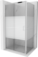 Mexen Apia slankiojamas dušo kabina 130 x 90 cm, baltos juostos, chromas - 840-130-090-01-20
