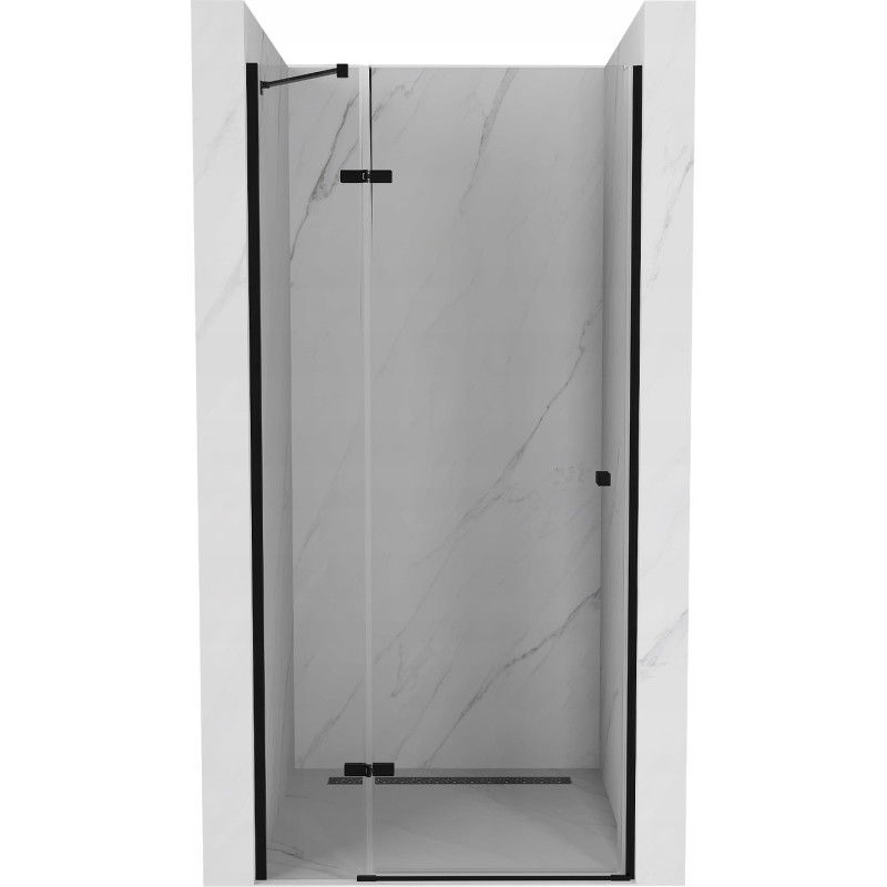 Mexen Roma pakreipiamos dušo durys 90 cm, Skaidrus, Juoda - 854-090-000-70-00