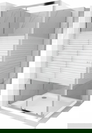 Mexen Apia stiklinė dušo kabina 90 x 90 cm, balti diržai, chromas + plokščias padėklas - 840-090-090-01-20-4010