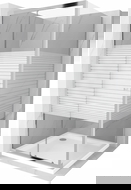 Mexen Apia stumdoma dušo kabina 90 x 90 cm, baltos juostos, chromas + plokščias padėklas - 840-090-090-01-20-4010