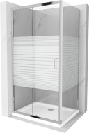 Mexen Apia stumdoma dušo kabina 130 x 90 cm, Dirželiai, Chromo + dušo padėklas Flat - 840-130-090-01-20-4010