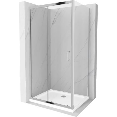 Mexen Apia stumdoma dušo kabina 90 x 70 cm, Skaidrus, Chromo + dušo padėklas Flat - 840-090-070-01-00-4010
