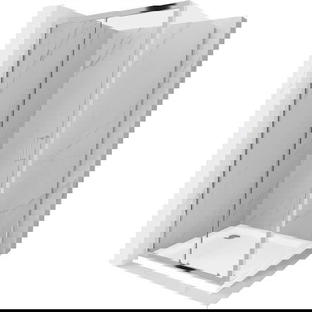 Mexen Apia stumdomas dušo kabinas 100 x 100 cm, skaidrus, chromas + plokščias dušo padėklas - 840-100-100-01-00-4010