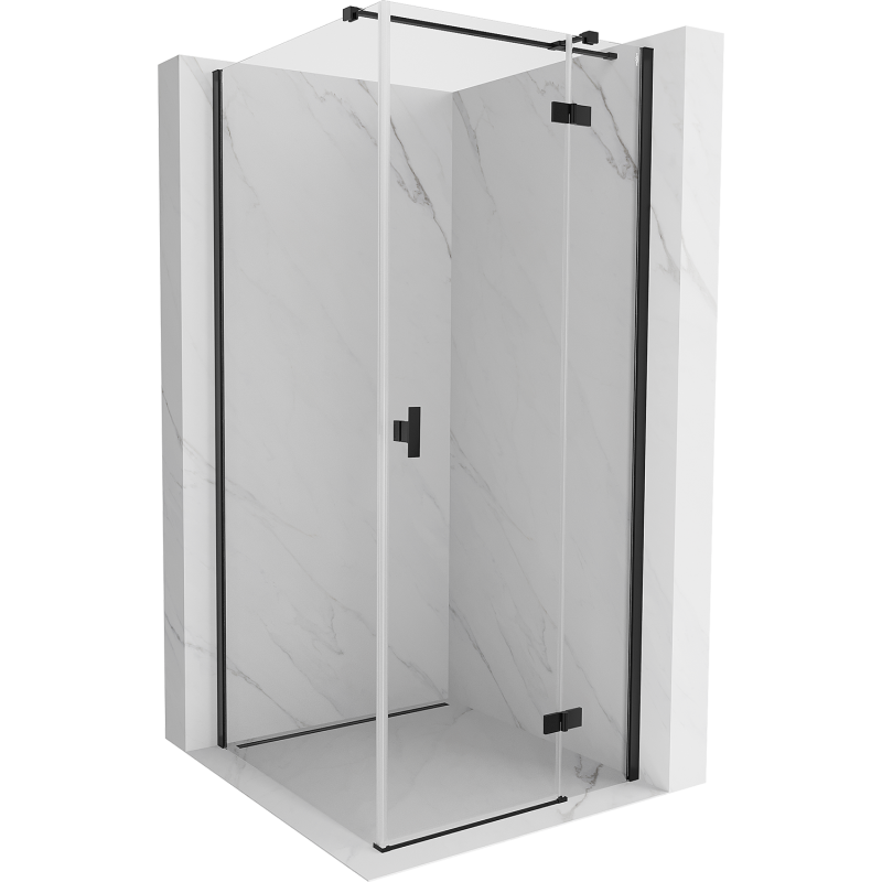 Mexen Mist-H T dešinė atveriama dušo kabina 90 x 90 cm, permatoma, juoda - 8A5T-090-090-70-00-P