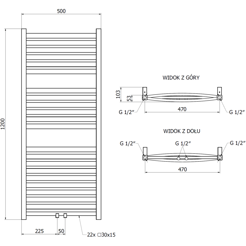 Mexen Zing vonios radiatorius 1200 x 500 mm, 513 W, antracitas - W128-1200-500-00-66