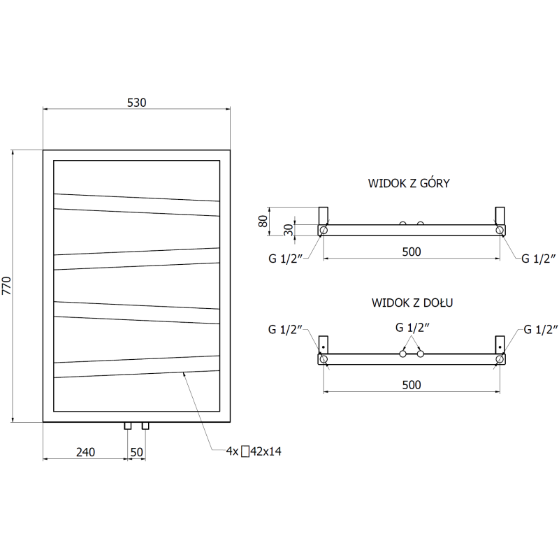 Mexen Zoom dekoratyvinis vonios kambario radiatorius 770 x 530 mm, 275 W, baltas - W130-0770-530-00-20