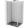 Mexen Apia stumdomas dušo kabina 130 x 70 cm, skaidrus, chromuotas + dušo padėklas Flat, juoda - 840-130-070-01-00-4070