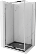 Mexen Apia stumdoma dušo kabina 130 x 70 cm, Skaidrus, Chromo + dušo padėklas Flat, Juoda - 840-130-070-01-00-4070