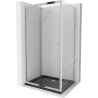 Mexen Apia stumdoma dušo kabina 130 x 90 cm, Skaidrus, Chromo + dušo padėklas Flat, Juoda - 840-130-090-01-00-4070