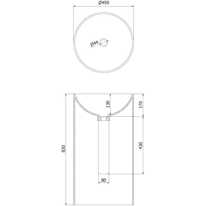 Mexen Ajax-01 laisvai stovinti plautuvė iš konglomerato 45 x 45 cm, matinė balta - 26504500