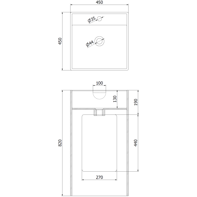 Mexen Belen laisvai pastatomas praustuvas iš konglomerato 45 x 45 cm, baltas matinė - 26604500