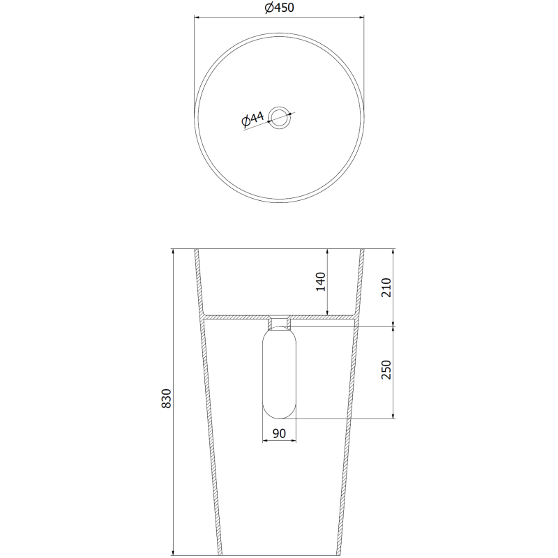 Mexen Onyx-01 laisvai pastatomas konglomerato praustuvas 45 x 45 cm, baltas matinis - 26524500