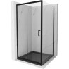 Mexen Apia stumdomas dušo kabinas 90 x 90 cm, permatomas, juodas + Flat dušo padėklas, juodas - 840-090-090-70-00-4070B