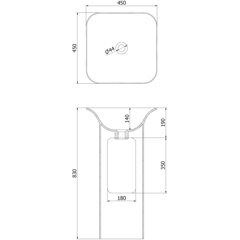 Mexen Ria laisvai stovintis praustuvas iš konglomerato 45 x 45 cm, baltas matinis - 26584500